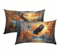 Otoño Fundas Cojines 60x80 Lino Juego de 2, Lujosas Funda Cojin Águila Súper Suaves y Cómodas, Funda de Almohada con Cremallera Oculta, Durable y Fácil Cuidado, Adecuado para Sofá, Cama, Silla S6-184