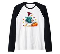 Otoño Ganso otoño Coqueta Lindo Pato café Calabaza Temporada Camiseta Manga Raglan