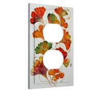 Otoño Ginkgo - Placas de cubierta de interruptor de luz/cubiertas de toma, placas de pared termoplásticas florales para decoración del hogar, dorado y naranja, tamaño estándar, salida dúplex