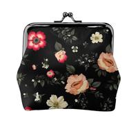 Otoño Hermoso estampado floral mujeres beso cerradura moneda bolsa, Mini cartera para tarjetas y lápiz labial, suave billetera compacta