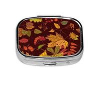 Otoño Hojas De Otoño Bellota Bayas Impresas, Pastillero cuadrado para bolsillo o monedero, pequeño contenedor de pastillas, organizador de pastillas de viaje
