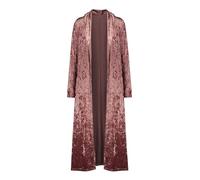 Otoño Invierno Terciopelo Abrigos Largos para Mujer Casual Manga Larga Suelta Cardigan Chaqueta Retro Kimono Viento Abrigo Cortavientos Outwear-Rosa-L