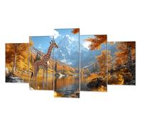 Otoño Jirafa Diamond Painting, 5 Pcs 5D Kit Mosaico Pintura de Diamante, Kit Bordado en Punto de Cruz Manualidades Adultos, DIY Gran Tamaño Cuadro Damantes, Decoracion Hogar Regalos 60x125cm P-d-1029