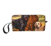 Otoño Labrador Lab Golden Retriever Perro Agradeciendo, Bolsa de Maquillaje Bolsa de cosméticos Bolsa de artículos de tocador de Viaje portátil Bolsa de Maquillaje