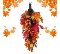 Otoño lágrima Swag con hojas artificiales guirnalda artificial con | Swag otoñal para el hogar, Acción de Gracias, interior y exterior, decoración de cultivos