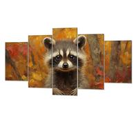 Otoño Mapache Diamond Painting, 5 Pcs 5D Kit Mosaico Pintura de Diamante, Kit Bordado en Punto de Cruz Manualidades Adultos, DIY Gran Tamaño Cuadro Damantes, Decoracion Hogar Regalos 90x175cm P-d-1670