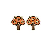 Otoño Naranja Calabaza Café Leche Taza de té de arce de lana Árbol pequeño Pendientes de nuez de pavo (D, One Size)