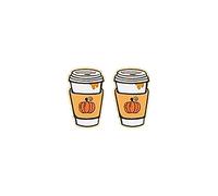 Otoño Naranja Calabaza Café Leche Taza de té de arce de lana Árbol pequeño Pendientes de nuez de pavo (E, One Size)