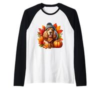 Otoño Otoño Cocker Spaniel Perro Dueño Amante Calabaza Camiseta Manga Raglan