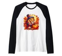 Otoño Otoño León Amante Acción de Gracias Leo Hojas Camiseta Manga Raglan