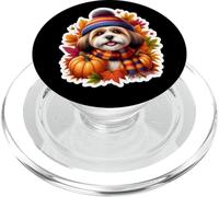 Otoño Otoño Lhasa Apso Perro Dueño Amante Calabaza Vintage Lin PopSockets PopGrip para MagSafe