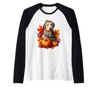 Otoño Otoño Lobo Irlandés Dueño Perro Amante Calabaza Camiseta Manga Raglan