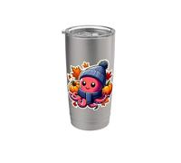 Otoño Otoño Pulpo Amante Acción de Gracias Hojas Vaso térmico de acero inoxidable de doble pared