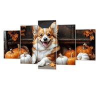 Otoño Perro Diamond Painting, 5 Pcs 5D Kit Mosaico Pintura de Diamante, Kit Bordado en Punto de Cruz Manualidades Adultos, DIY Gran Tamaño Cuadro Damantes, Decoracion Hogar Regalos 75x125cm P-d-128