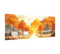 Otoño Pintar por Numeros Adultos, Paisaje Pintura por Numeros Kit, Easy Paint by Numbers Adult Niños, con 3 Pinceles y Pigmento Acrílico, DIY Manualidades Home Decor Regalo 40x80cm, con Marco, d1593k