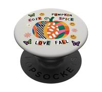Otoño retro lindo otoño acogedor patrón feliz calabaza 90s 80s PopSockets PopGrip Adhesivo