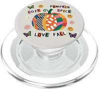 Otoño retro lindo otoño acogedor patrón feliz calabaza 90s 80s PopSockets PopGrip para MagSafe