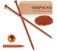 Otoolling 1000 tornillos estructurales de 6 pulgadas para conexiones de viga a placa y perno a placa, zinc transparente (capa superior naranja)