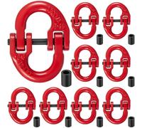 Otoolling Paquete de 10 eslabones de conexión de acoplamiento de aleación de acero de aleación de 5/16 pulgadas, adaptador de cadena de remolque de seguridad pintado rojo para camión pesado pesado de