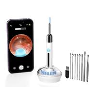 Otoscopio -1080P WiFi Limpiador de Oídos, Cámara de Limpieza de Oídos con Ángulo Amplio de 360°, Endoscopio con 6 Leds, Impermeable IP67 Kit Limpiador de Oidos para iOS&Android(Blanco)