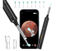 Otoscopio Digital WiFi, VITCOCO Camara Endoscopica Inalámbrico, Oídos Limpiador con 6 Luces LED, Compatible con iPhone, iPad, Android, para Niños, Adultos, negro