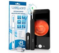 Otoscopio Limpiador de Oídos con Cámara 3,6mm 1920p WiFi Endoscopio de Oídos - UdiGuard Eliminación de Cerumen 6 Luces LED Digital Compatible con iPhone iPad y Android - Adultos Niños Perros Negro