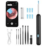 Otoscopio Limpiador Oidos 1080P, 3.5mm WiFi Endoscopio de Oído con 6 LED | Limpiador Oidos Adultos, con 7 Herramientas Profesionales y 6 Puntas De Silicona, Compatible iOS y Android