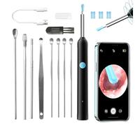 Otoscopio Limpiador Oidos Otoscopio 3,5mm 1080P HD WiFi Endoscopio con 6 LED Camara Endoscopica Inalámbrico Kit Limpiador de Oídos con 6 Puntas Silicona suave para iOS Android Adultos Niños y Mascotas