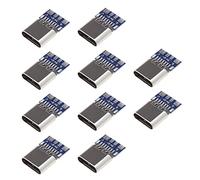 OTOTEC 10 Conectores de Enchufe Hembra USB 3.1 Tipo C de 14 Pines con Adaptador de receptáculo de Placa PCB para Soldadura de Alambre PCB módulo de Soporte de Placa PCB