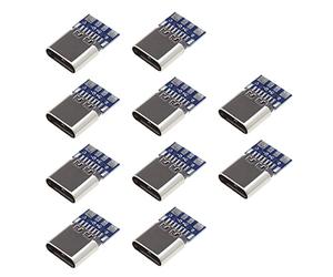 OTOTEC 10 Conectores de Enchufe Hembra USB 3.1 Tipo C de 14 Pines con Adaptador de receptáculo de Placa PCB para Soldadura de Alambre PCB módulo de Soporte de Placa PCB