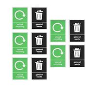 OTOTEC 10 pegatinas autoadhesivas para cubos de reciclaje, etiquetas de basura generales, calcomanías de reciclaje mixtas extraíbles, impermeables, 150 x 100 mm (versión en inglés)