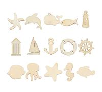 OTOTEC 100 Piezas de Animales Marinos en Madera - Delfín, Estrella de Mar, Caballito de Mar - Adornos Decorativos en Rodajas para Manualidades, Álbumes de Recortes y Tarjetas