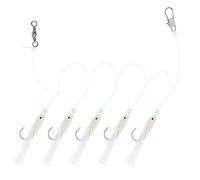 OTOTEC 15 Uds. Aparejos de Pesca Luminosos en El Mar Anzuelo con Cabeza de Pez de Seda Multicolor Accesorios de Anzuelo de Pluma con Cabeza de Pez Brillante para Pesca en El Mar