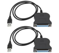 OTOTEC 2 adaptadores de cable de impresora paralelo USB a 25 pines DB25 de 80 cm para impresora, color negro
