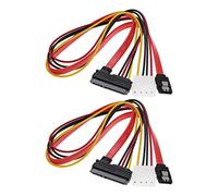 OTOTEC 2 cables SATA de alimentación de datos 2 en 1 de 22 pines (7+15) SATA macho a hembra, cable de extensión combinado de datos y alimentación, accesorios para disco duro, placa base, carcasa de