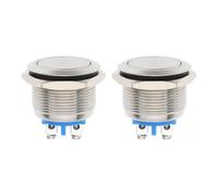 OTOTEC 2 Piezas Botón Pulsador Momentáneo 22 Mm Interruptor Arranque Acero Inoxidable CC 5 A 250 V CA Profundidad Rosca 13 Mm Automóviles Motocicletas Barcos Interruptor Contacto Momentáneo