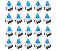 OTOTEC 20 Interruptores de Botón Táctiles de 7x7 Mm Interruptores Táctiles con Autobloqueo Microinterruptor de 6 Pines DPDT Miniinterruptor de Botón Táctil con Clasificación de 0,1 A/30 V CC