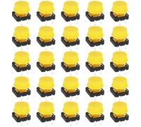 OTOTEC 25 Microinterruptores de Botón Pulsador de 4 Pines con Reinicio Automático Y Tapas para Barcos Vehículos Recreativos Automóviles Dispositivos Electrónicos 12x12x7,3mm/13x8,1x5,8mm Amarillo