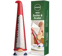 OTOTO Rallador de acero inoxidable, sin BPA, apto para lavavajillas, divertido utensilio de cocina, trituradora de verduras, bonitos regalos y accesorios de cocina (rallador de gnomo de pepito, rojo)