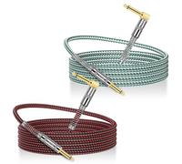 OTraki 2 Artículos Cable Jack Guitarra 2m Cable Guitarra Electrica, Profesional Cable Audio Jack 6,3 Mm Cable Aux, Ángulo Recto Silencioso Rojo Y Verde Para Guitarra Eléctrica Bajo Teclados