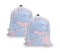 OTraki 2 bolsas de lavandería de 30 x 40 cm, color blanco, malla fina para lavadora, con tope de cordón, bolsas de malla fina para sujetadores, calcetines, camisas, ropa de bebé, camisetas, faldas