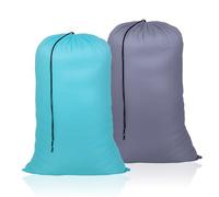 OTraki 2 Piezas Bolsa Grande Almacenamiento, Bolsa Ropa Sucia Viaje 70 × 115 cm, Bolsas de Ropa con Cordón Saco Ropa Sucia Wet Dry Bag para Viajes, Fitness o Natación (Gris + Verde Azulado)