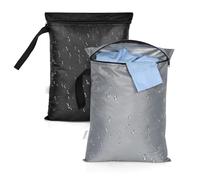 OTraki 2 Piezas Bolsas Ropa Mojada Reutilizable 30x40cm, Bolsa Impermeable Wet Bag Viaje Seca Húmedas Con Cremallera Y Asa, Bolsa Impermeable Piscina Para Playa, Gimnasio, Sucias(Negro + Gris)