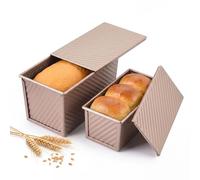 OTraki 2 Piezas Moldes Para Pan Con Tapa, Molde Antiadherente Para Pan De Molde Pequeño (19 X 9,5 X 8 Cm) Y Grande (21 X 11,5 X 11 Cm), Molde Rectangular Reposteria Con Ventilación Para Hornear