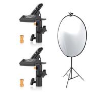 OTraki 2 Piezas Soporte de Reflector para Estudio Fotográfico, 180 °Ajuste Soporte de Abrazadera de Metal con Tornillo Hembra de 1/4'' a 3/8'', Reflectoren Holder para Reflector Fondo y Soporte de Luz