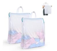 OTraki 2 Unidades Bolsas de Lavado con Cremallera y Malla 60x80 cm, Redes para Lavadora con Asas y Gran Apertura, Protección para Ropa Interior, Sujetador, Calcetines, Ropa Delicada