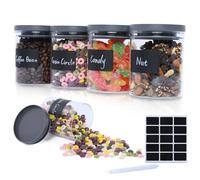 OTraki 4PCS Tarros de Cristal con Tapa Hermética Frascos de Vidrio Herméticos con 1 Bolígrafo Blanco y 15 Etiquetas, Botes Cocina Almacenaje para Almacenaje Cereales, Harina, Merienda, Espagueti