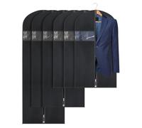 OTraki 6 Piezas Fundas Ropa Armario Transpirable Fundas Trajes Ropa Hombres y Mujeres con Ventana Transparente Plegable Protectores de Ropa Antipolvo para Viaje Vestidos Tamaño 100/150/180x60cm, Negro