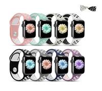 OTraki 8 Piezas Correas Compatible con Correa Apple Watch 40mm 41mm 38mm, Pulsera Suave Silicona Deportiva para iWatch Series SE 9 8 7 6 5 4 3 2 1 Hombres Mujeres, Negro Gris claro Blanco Rosa Más