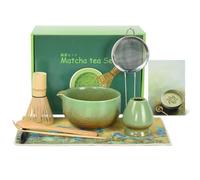 OTraki 9 Piezas Set Te Matcha Kit, Té Matcha Kit De Ceremonia Japonesa Matcha Set Con Cuenco De Matcha, Cuchara, Portacucharas, Te Matcha Ceremonial Para La Ceremonia Del Té Ideal (Verde)